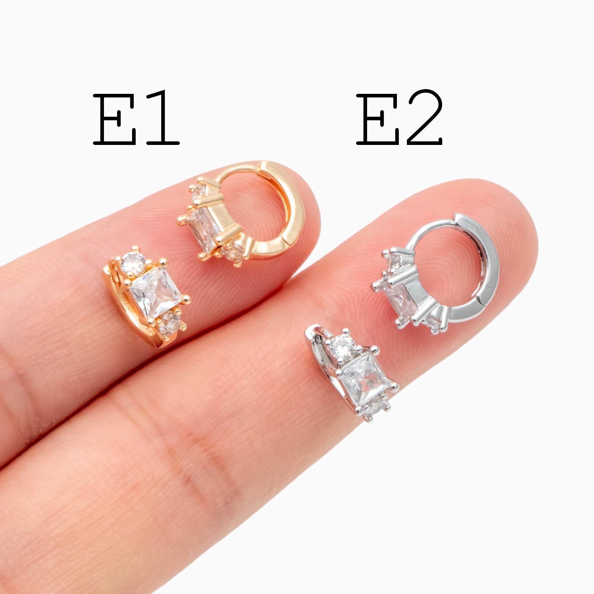 4pcs CZ Pave Tiny Hoop Earrings , Dainty Huggie Earrings, Minimalist Earring, Small Gold Hoops Earring (GB-3477)